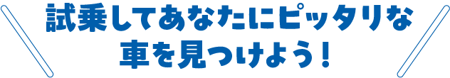 試乗してあなたにピッタリな車をみつけよう！